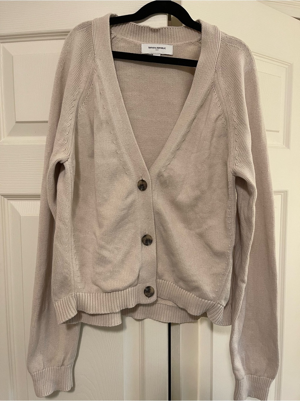 Banana Republic Light Cream V-Neck Button Cardigan
